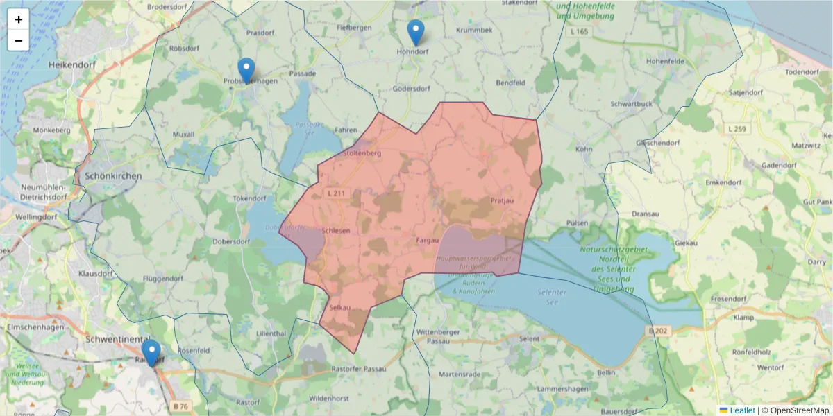 Karte des Postleitzahlen Bereichs  und der umliegenden Postleitzahlen in Deutschland