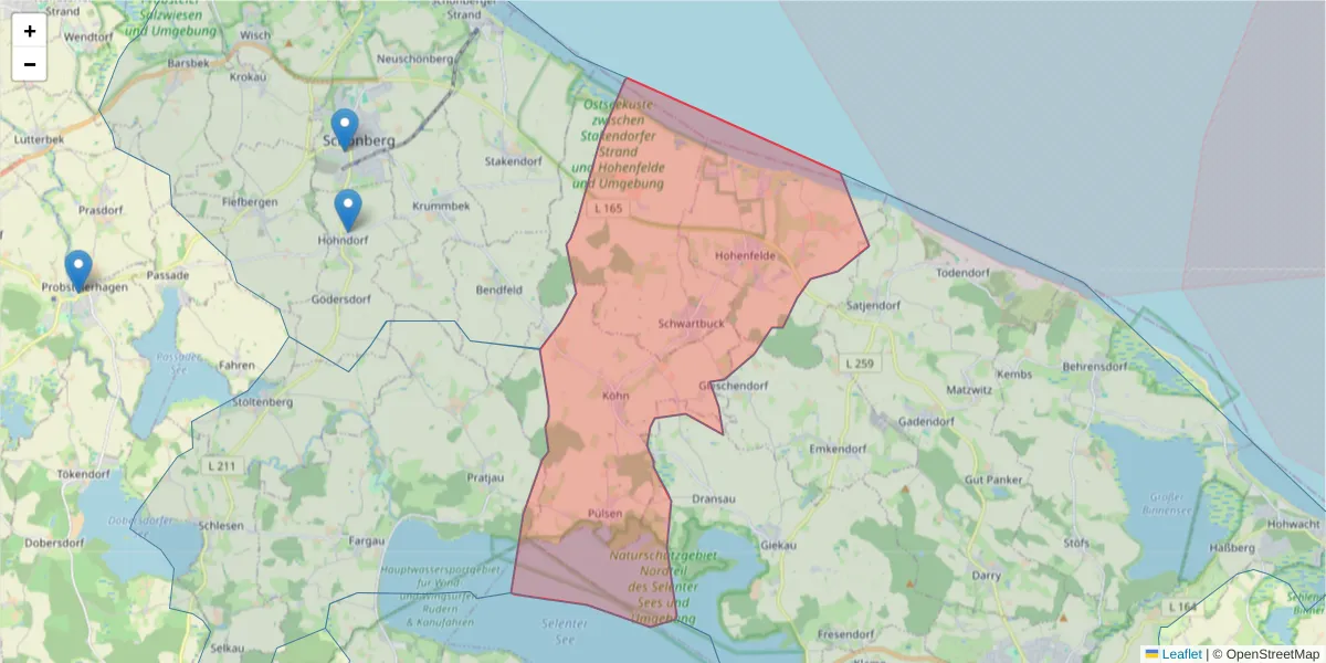 Karte des Postleitzahlen Bereichs  und der umliegenden Postleitzahlen in Deutschland