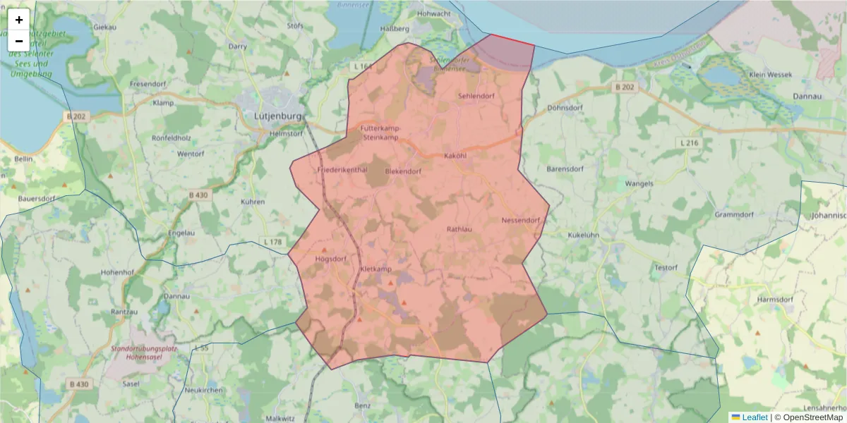 Karte des Postleitzahlen Bereichs  und der umliegenden Postleitzahlen in Deutschland