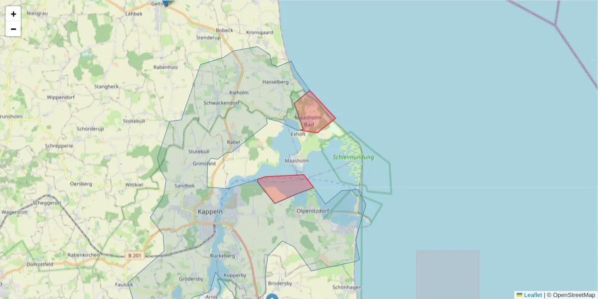 Karte des Postleitzahlen Bereichs  und der umliegenden Postleitzahlen in Deutschland
