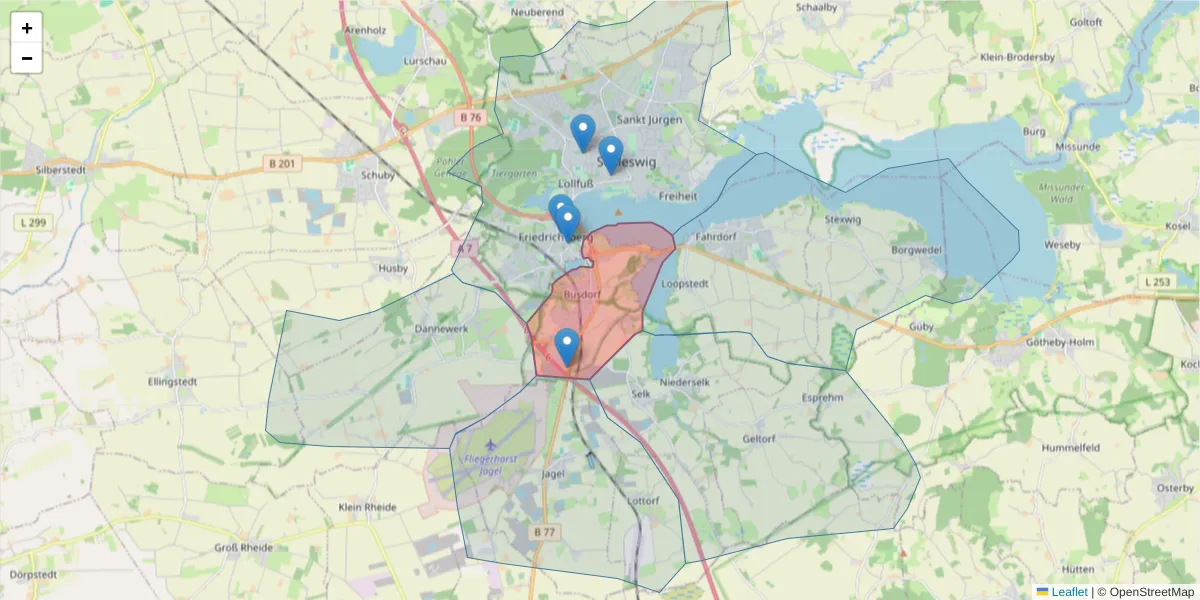 Karte des Postleitzahlen Bereichs  und der umliegenden Postleitzahlen in Deutschland