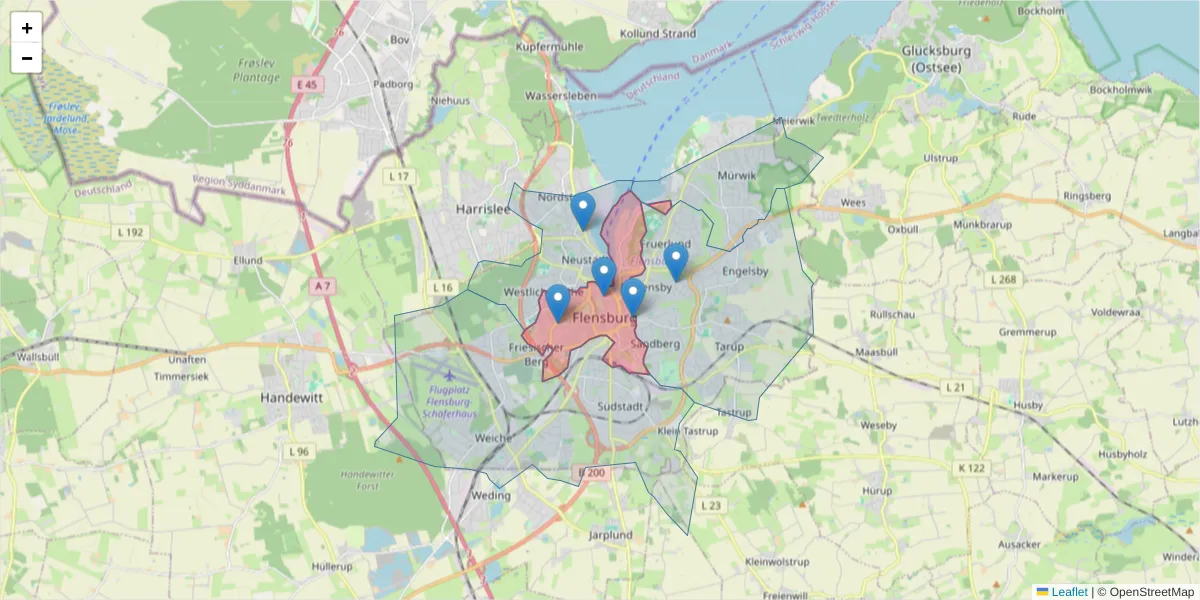 Karte des Postleitzahlen Bereichs  und der umliegenden Postleitzahlen in Deutschland