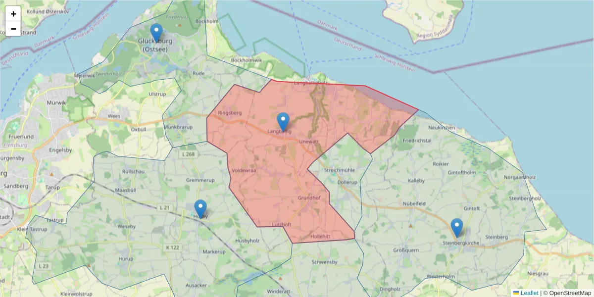 Karte des Postleitzahlen Bereichs  und der umliegenden Postleitzahlen in Deutschland