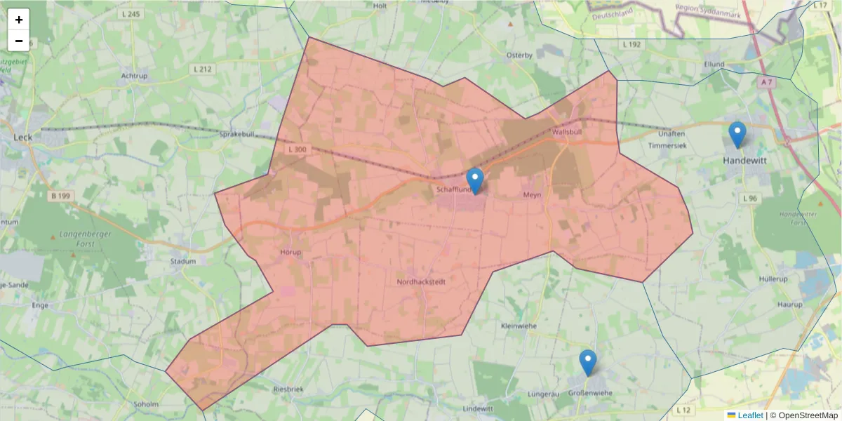 Karte des Postleitzahlen Bereichs  und der umliegenden Postleitzahlen in Deutschland