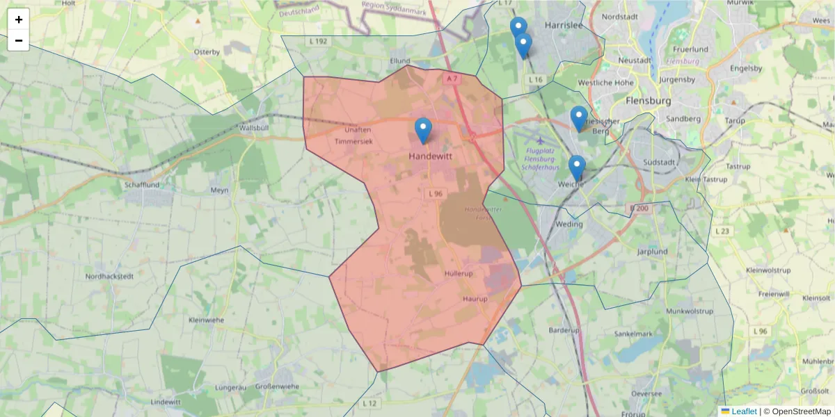 Karte des Postleitzahlen Bereichs  und der umliegenden Postleitzahlen in Deutschland