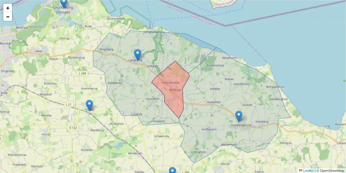 Karte des Postleitzahlen Bereichs  und der umliegenden Postleitzahlen in Deutschland