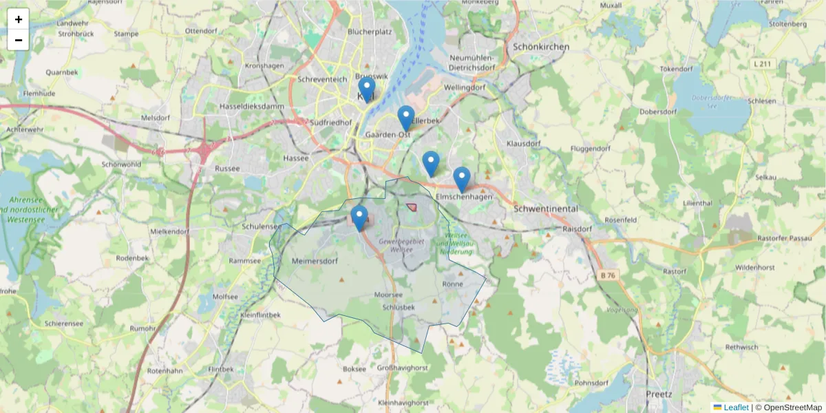 Karte des Postleitzahlen Bereichs  und der umliegenden Postleitzahlen in Deutschland