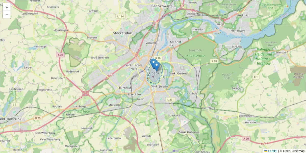 Karte des Postleitzahlen Bereichs  und der umliegenden Postleitzahlen in Deutschland