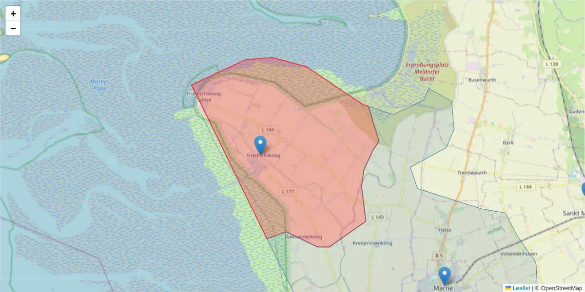 Karte des Postleitzahlen Bereichs  und der umliegenden Postleitzahlen in Deutschland