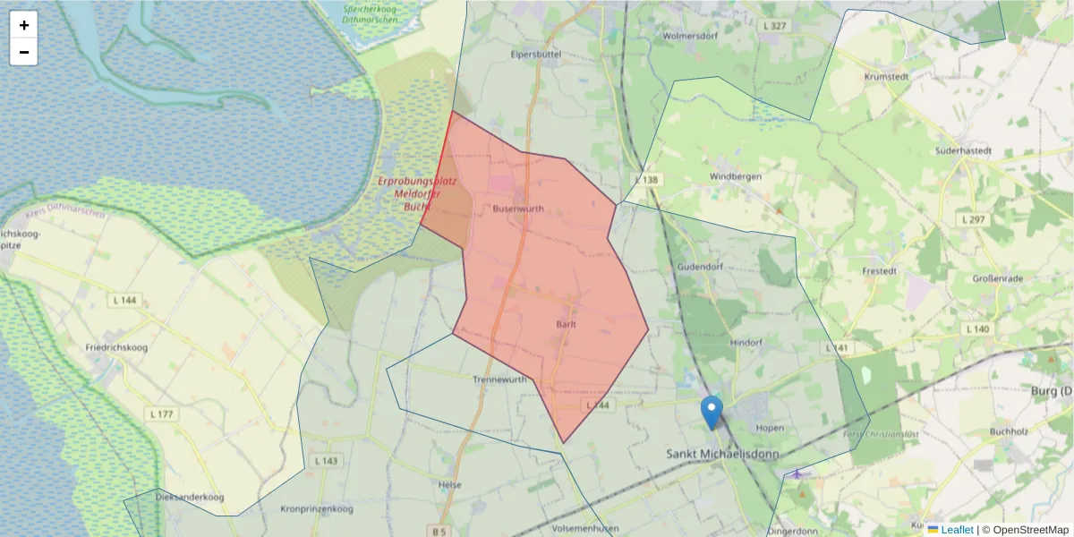 Karte des Postleitzahlen Bereichs  und der umliegenden Postleitzahlen in Deutschland