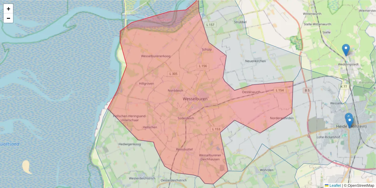 Karte des Postleitzahlen Bereichs  und der umliegenden Postleitzahlen in Deutschland