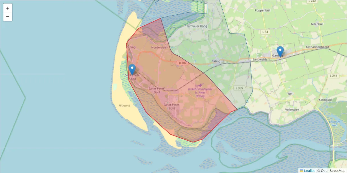 Karte des Postleitzahlen Bereichs  und der umliegenden Postleitzahlen in Deutschland