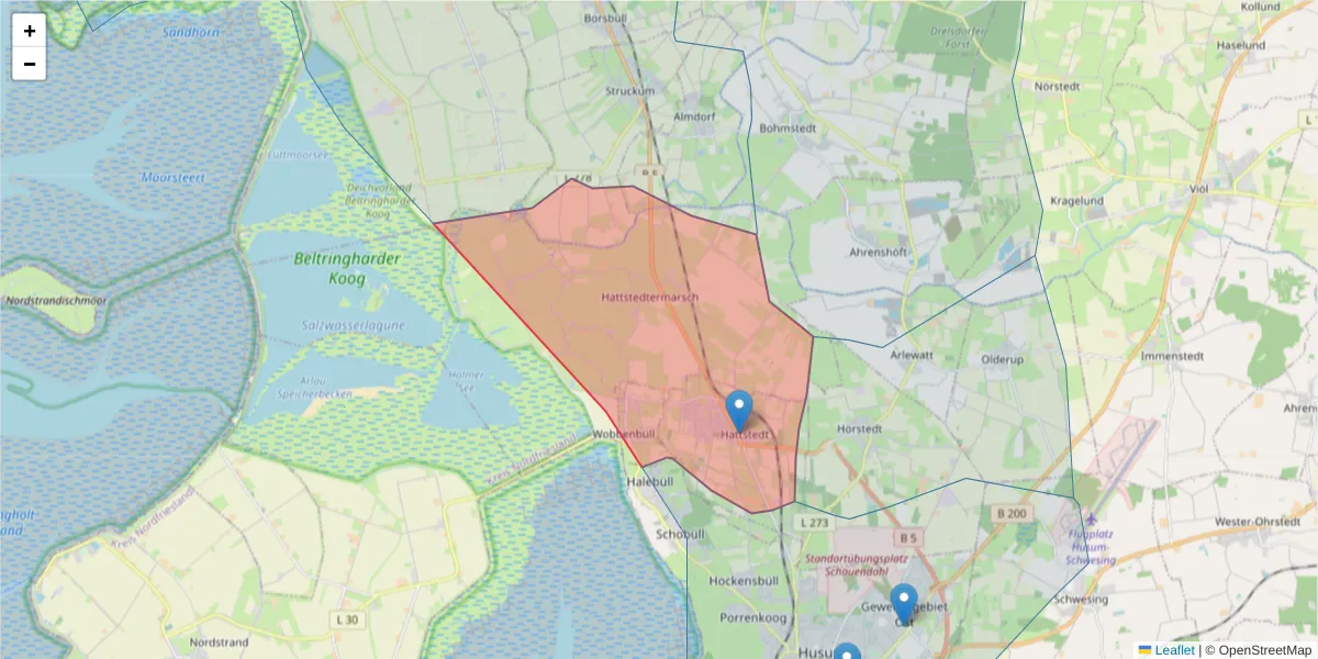 Karte des Postleitzahlen Bereichs  und der umliegenden Postleitzahlen in Deutschland