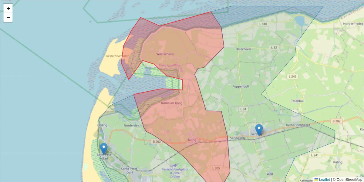 Karte des Postleitzahlen Bereichs  und der umliegenden Postleitzahlen in Deutschland