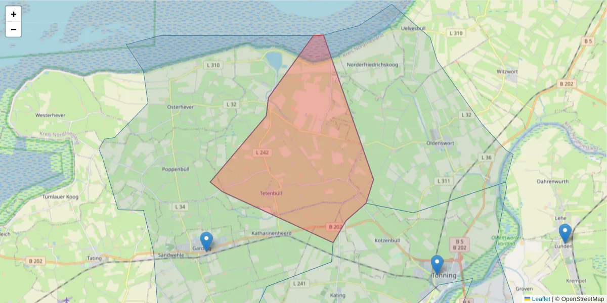 Karte des Postleitzahlen Bereichs  und der umliegenden Postleitzahlen in Deutschland