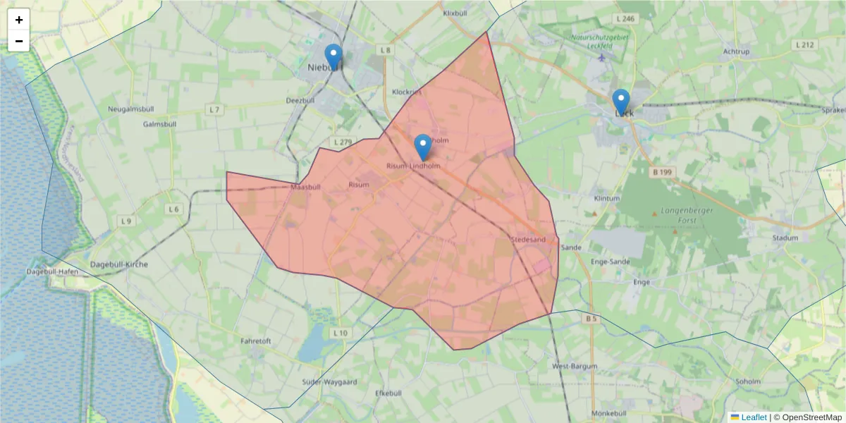 Karte des Postleitzahlen Bereichs  und der umliegenden Postleitzahlen in Deutschland