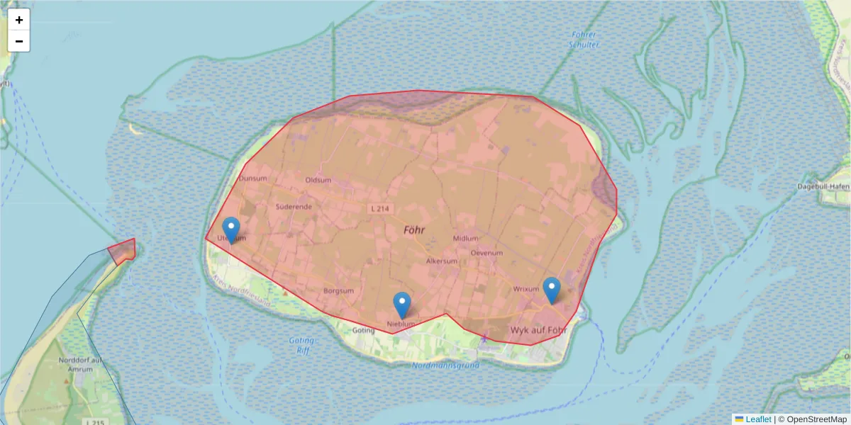 Karte des Postleitzahlen Bereichs  und der umliegenden Postleitzahlen in Deutschland