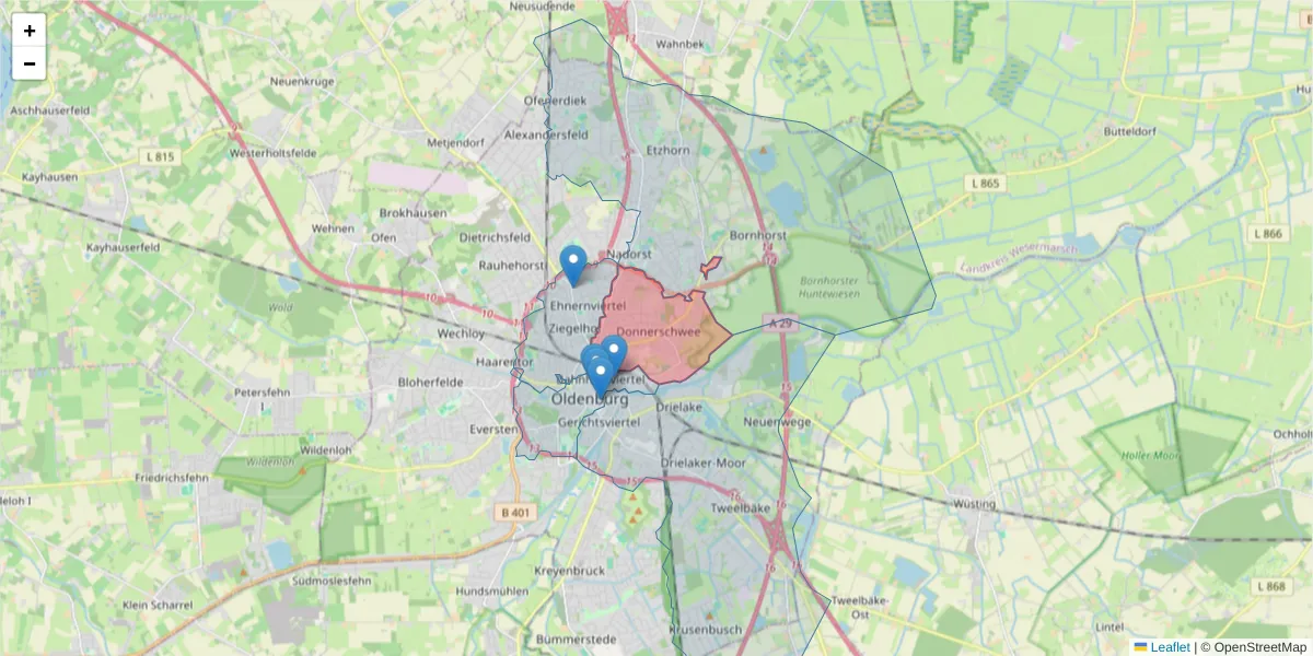 Karte des Postleitzahlen Bereichs  und der umliegenden Postleitzahlen in Deutschland
