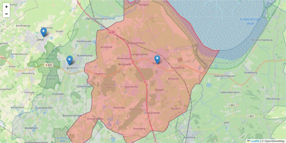 Karte des Postleitzahlen Bereichs  und der umliegenden Postleitzahlen in Deutschland