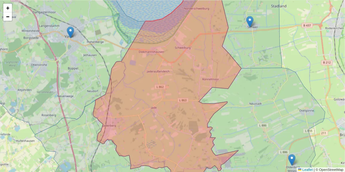 Karte des Postleitzahlen Bereichs  und der umliegenden Postleitzahlen in Deutschland