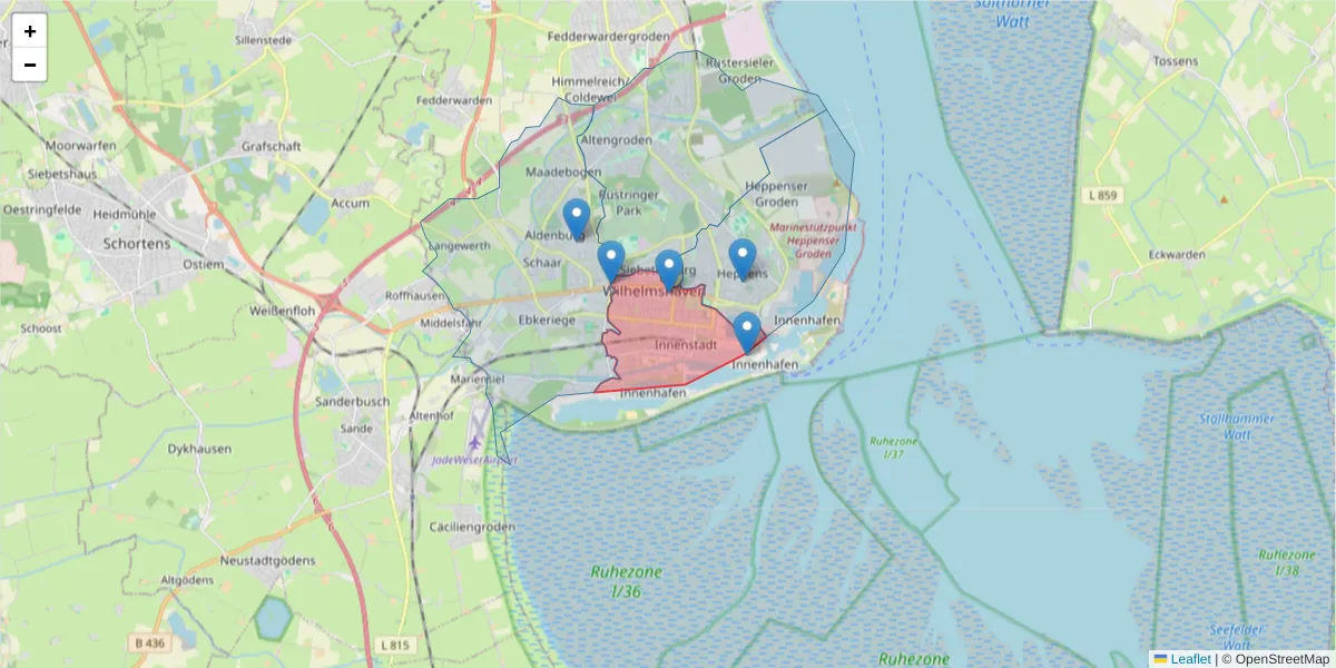 Karte des Postleitzahlen Bereichs  und der umliegenden Postleitzahlen in Deutschland