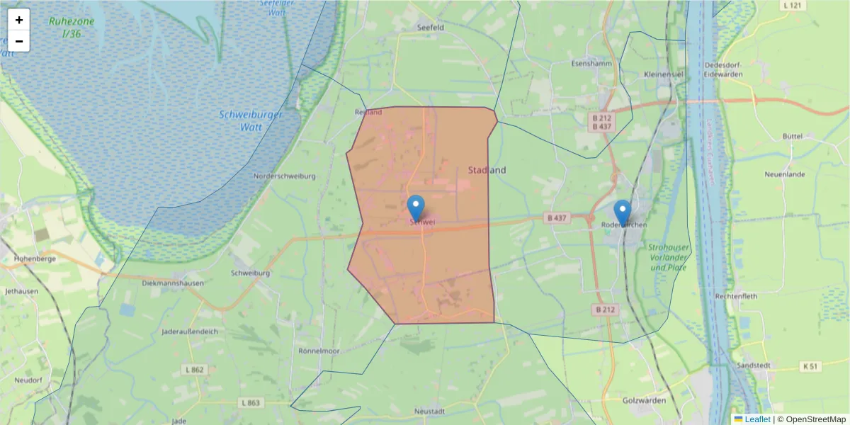Karte des Postleitzahlen Bereichs  und der umliegenden Postleitzahlen in Deutschland
