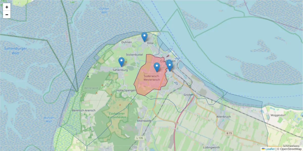 Karte des Postleitzahlen Bereichs  und der umliegenden Postleitzahlen in Deutschland
