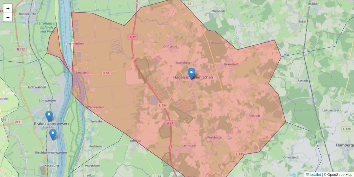 Karte des Postleitzahlen Bereichs  und der umliegenden Postleitzahlen in Deutschland