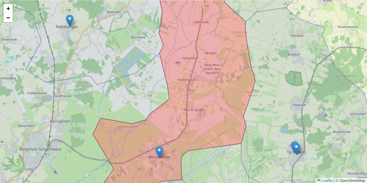 Karte des Postleitzahlen Bereichs  und der umliegenden Postleitzahlen in Deutschland