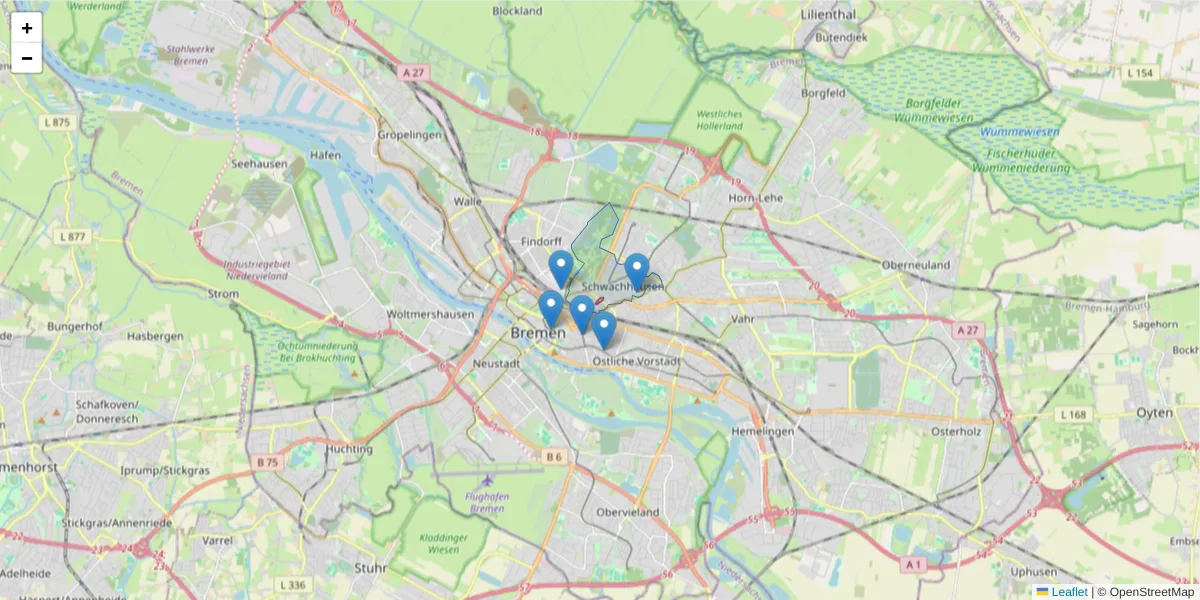 Karte des Postleitzahlen Bereichs  und der umliegenden Postleitzahlen in Deutschland