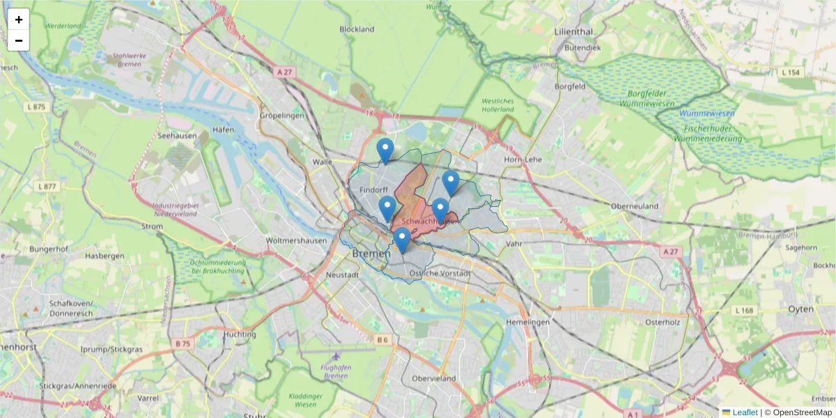 Karte des Postleitzahlen Bereichs  und der umliegenden Postleitzahlen in Deutschland