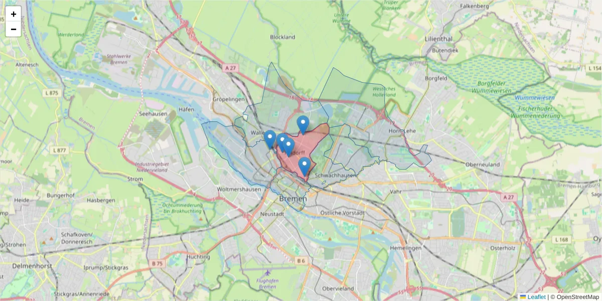 Karte des Postleitzahlen Bereichs  und der umliegenden Postleitzahlen in Deutschland