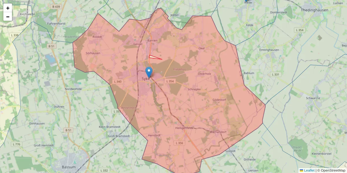 Karte des Postleitzahlen Bereichs  und der umliegenden Postleitzahlen in Deutschland