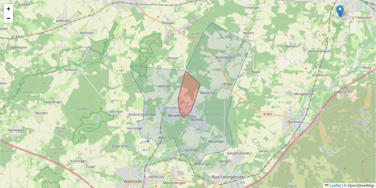 Karte des Postleitzahlen Bereichs  und der umliegenden Postleitzahlen in Deutschland