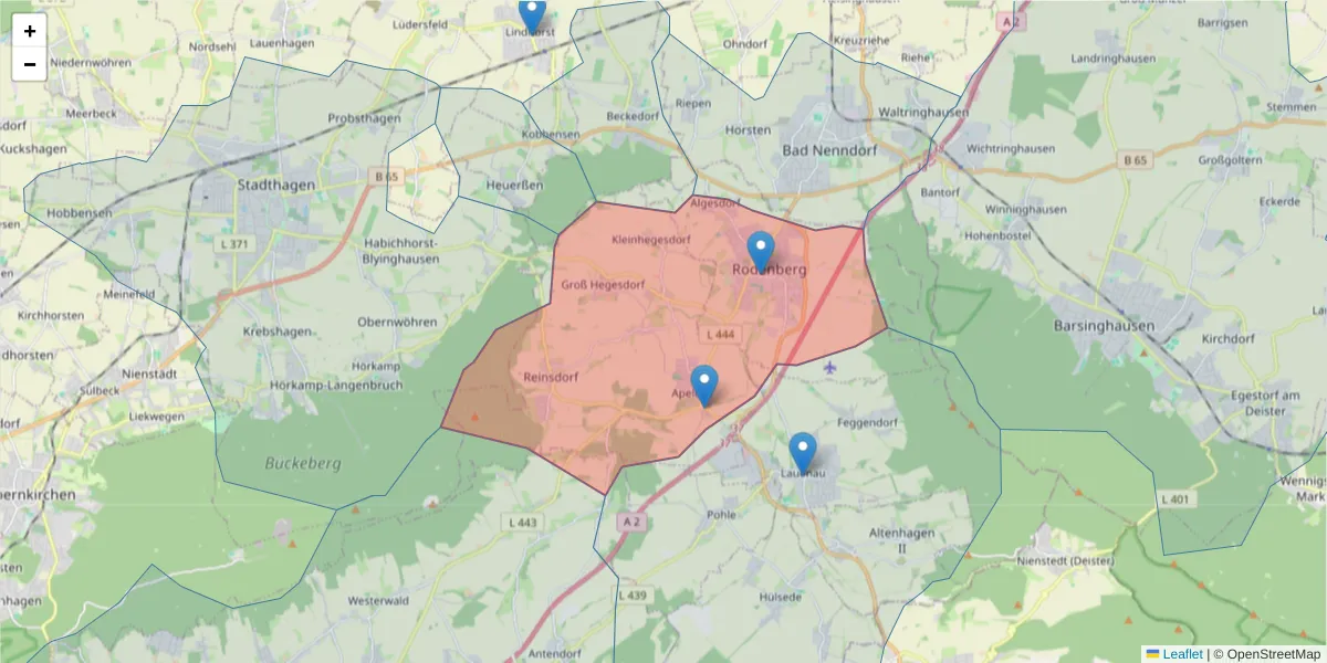 Karte des Postleitzahlen Bereichs  und der umliegenden Postleitzahlen in Deutschland