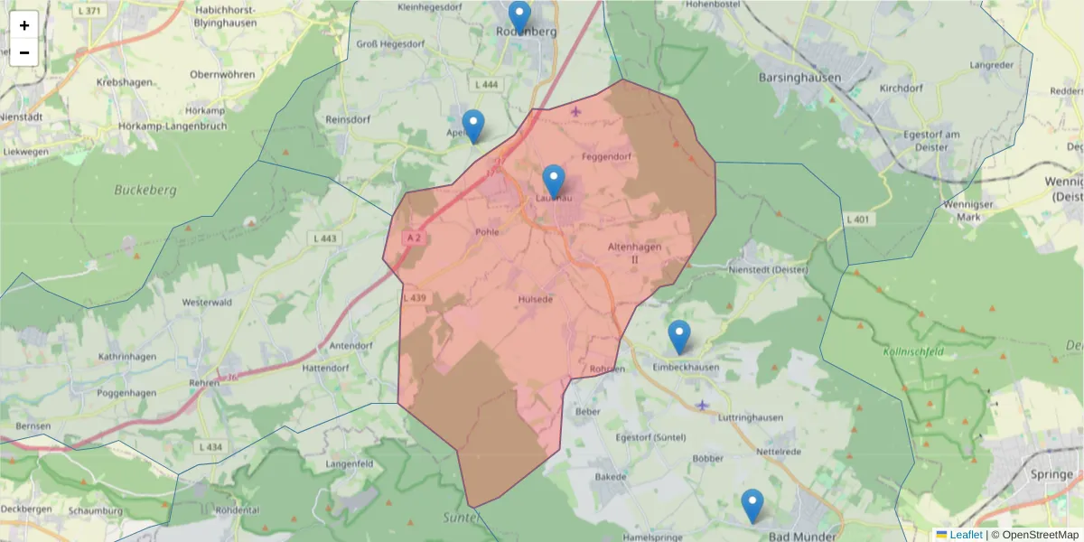 Karte des Postleitzahlen Bereichs  und der umliegenden Postleitzahlen in Deutschland