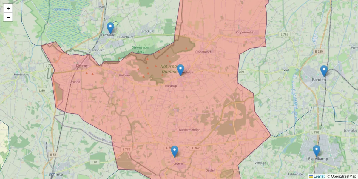 Karte des Postleitzahlen Bereichs  und der umliegenden Postleitzahlen in Deutschland