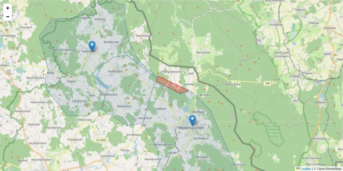 Karte des Postleitzahlen Bereichs  und der umliegenden Postleitzahlen in Deutschland