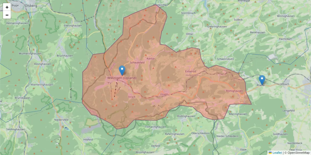 Karte des Postleitzahlen Bereichs  und der umliegenden Postleitzahlen in Deutschland