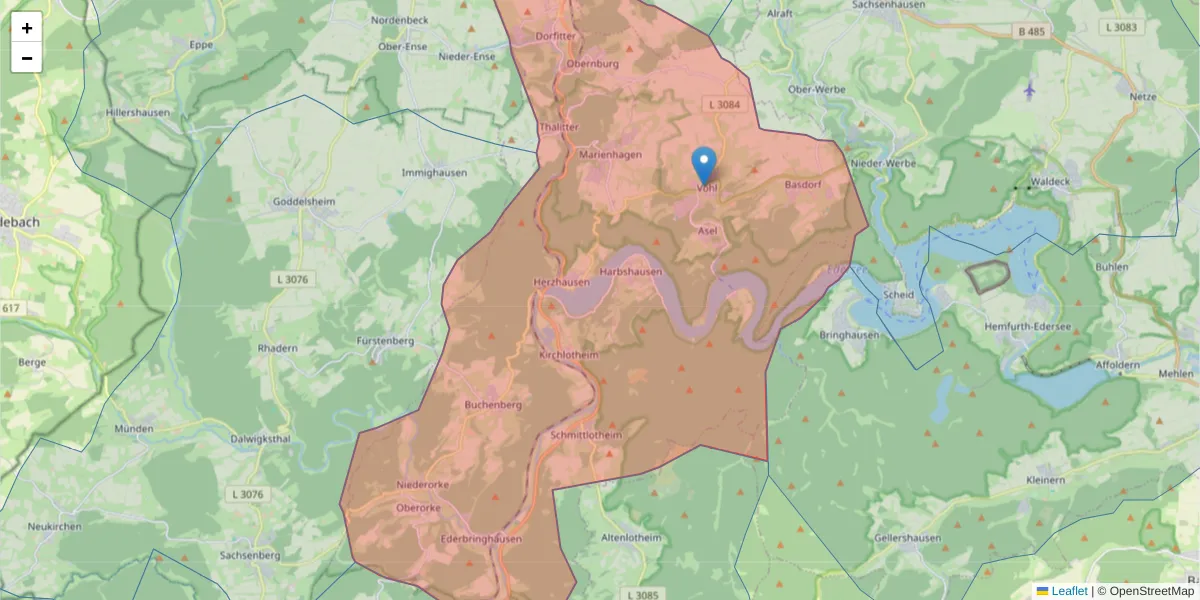 Karte des Postleitzahlen Bereichs  und der umliegenden Postleitzahlen in Deutschland