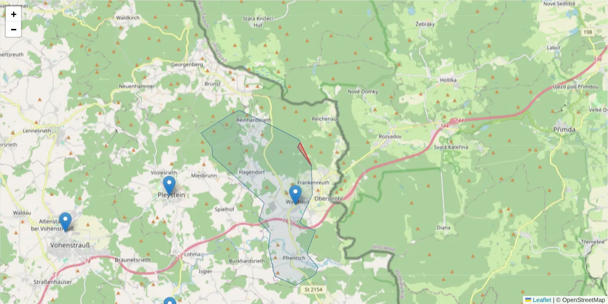 Karte des Postleitzahlen Bereichs  und der umliegenden Postleitzahlen in Deutschland
