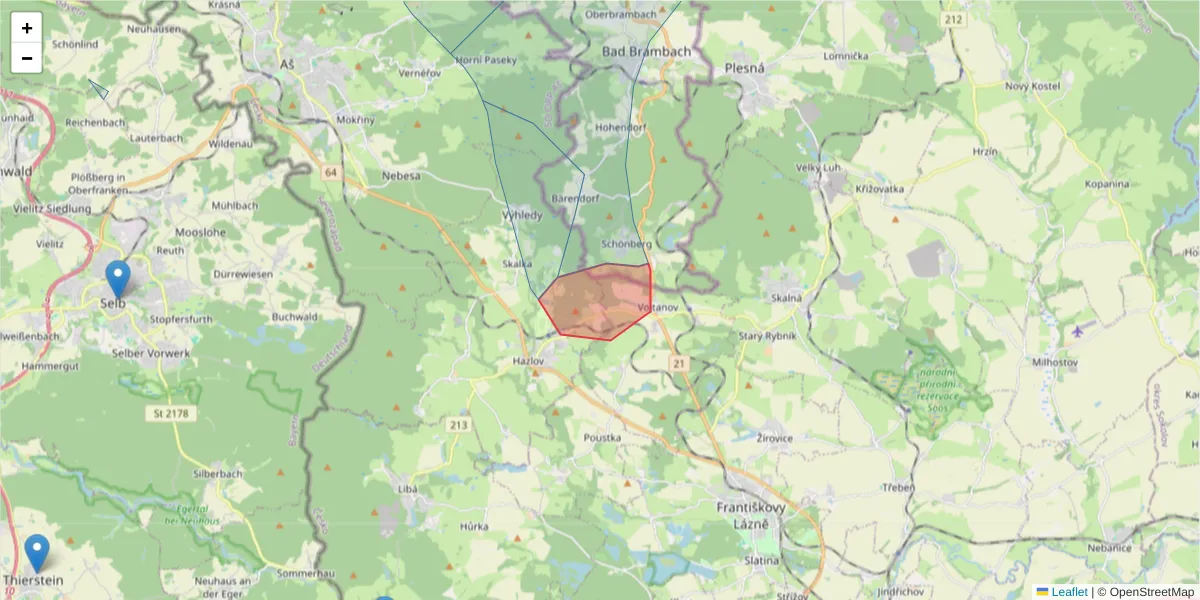 Karte des Postleitzahlen Bereichs  und der umliegenden Postleitzahlen in Deutschland