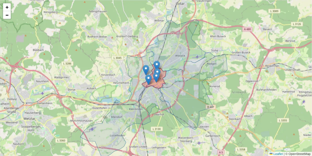Karte des Postleitzahlen Bereichs  und der umliegenden Postleitzahlen in Deutschland