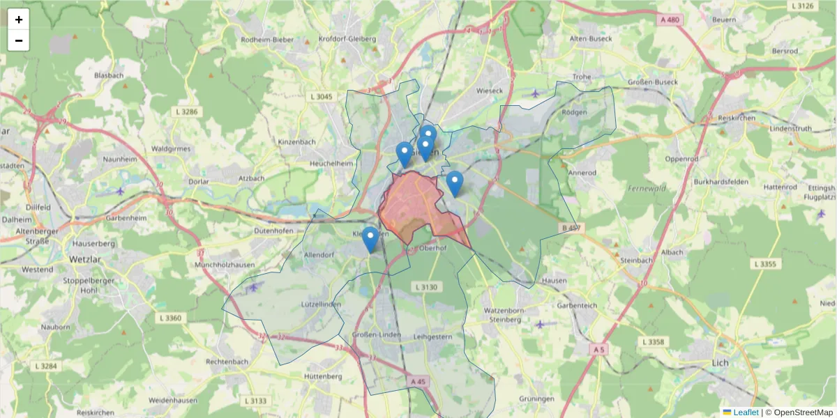 Karte des Postleitzahlen Bereichs  und der umliegenden Postleitzahlen in Deutschland