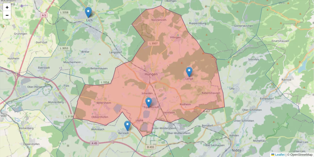 Karte des Postleitzahlen Bereichs  und der umliegenden Postleitzahlen in Deutschland
