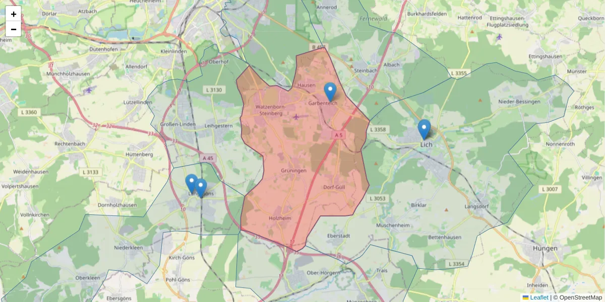 Karte des Postleitzahlen Bereichs  und der umliegenden Postleitzahlen in Deutschland