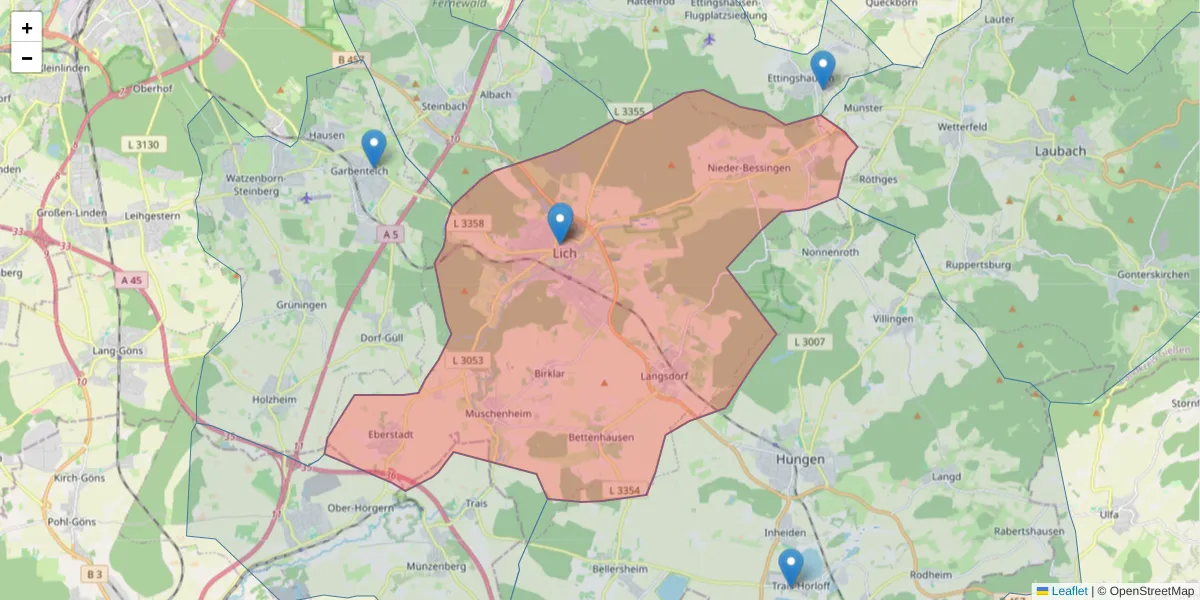 Karte des Postleitzahlen Bereichs  und der umliegenden Postleitzahlen in Deutschland