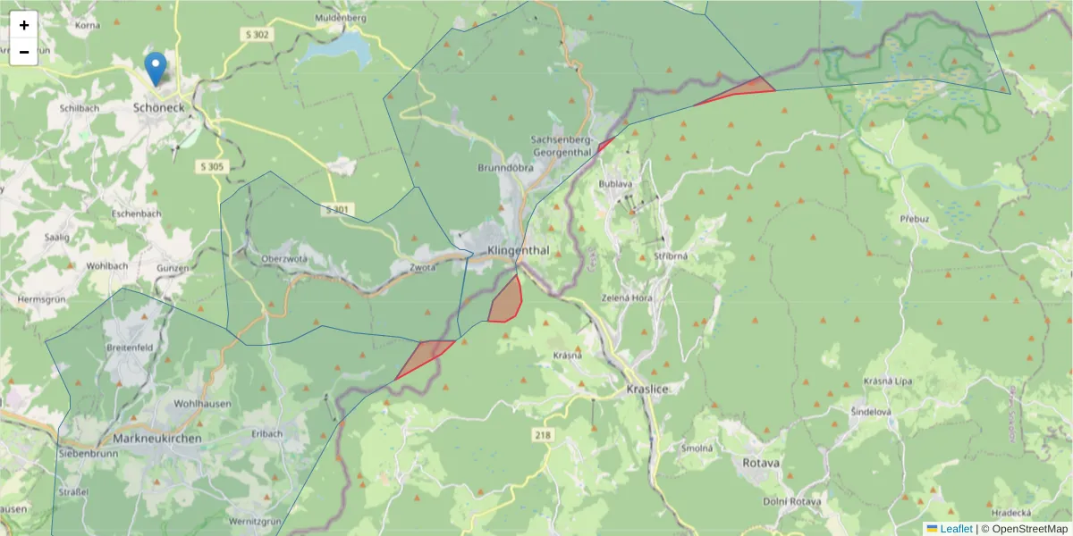 Karte des Postleitzahlen Bereichs  und der umliegenden Postleitzahlen in Deutschland