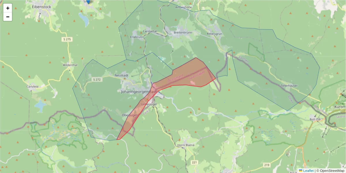 Karte des Postleitzahlen Bereichs  und der umliegenden Postleitzahlen in Deutschland