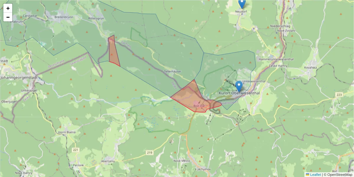 Karte des Postleitzahlen Bereichs  und der umliegenden Postleitzahlen in Deutschland